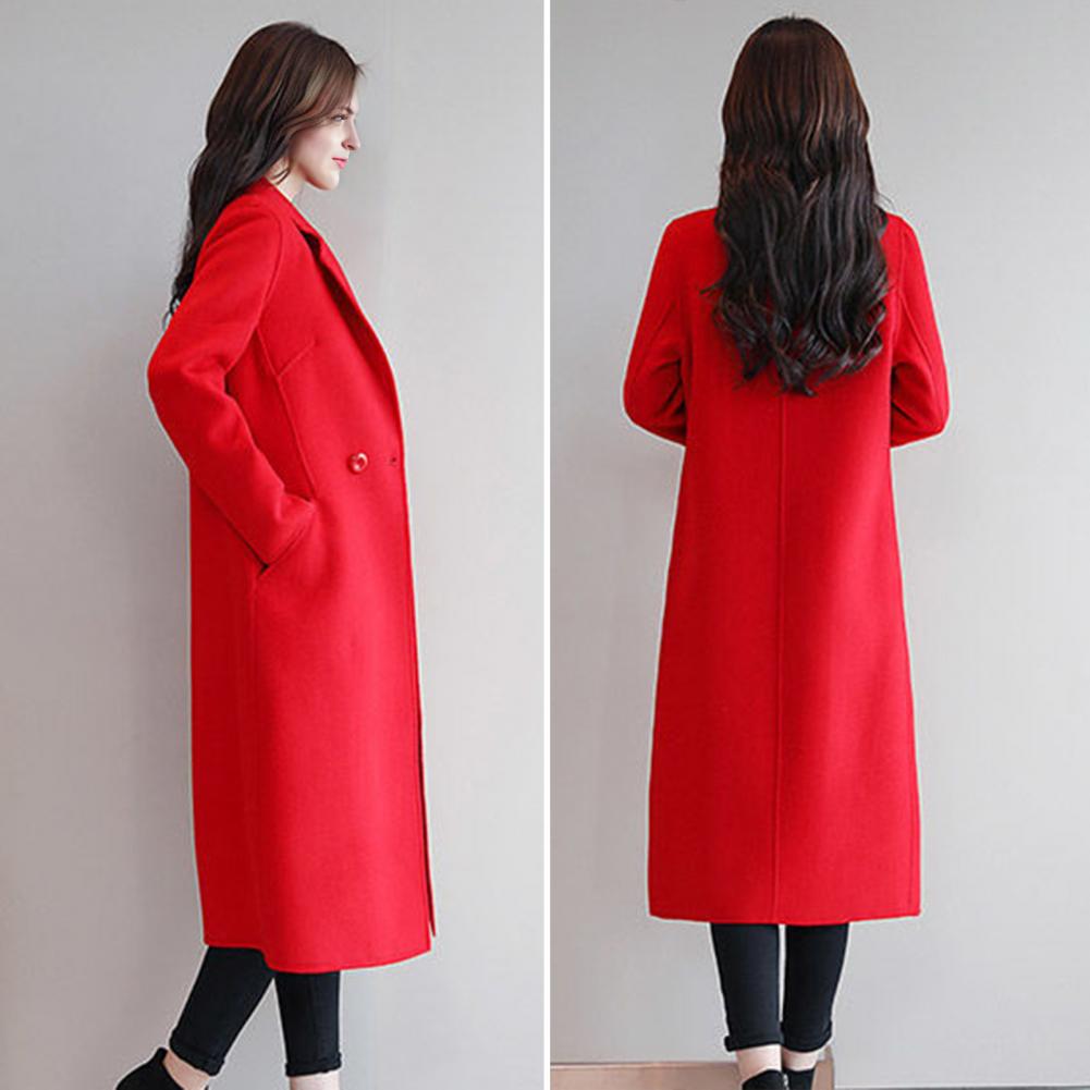 Wool Coat Peacoat - Damen-Wollmantel, mittellanger Woll-Peacoat, lässiger Trenchcoat mit